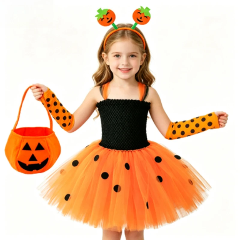 Little Girls' Pumpkin Tulle Tutu Dress Set, Kids' Halloween Party & Celebration Outfit , Toddler Holiday Mesh Formal Wear Outfit
Little Girls' Pumpkin Tulle Tutu Dress Set, Kids' Halloween Party & Celebration Outfit , Toddler Holiday Mesh Formal Wear Outfit