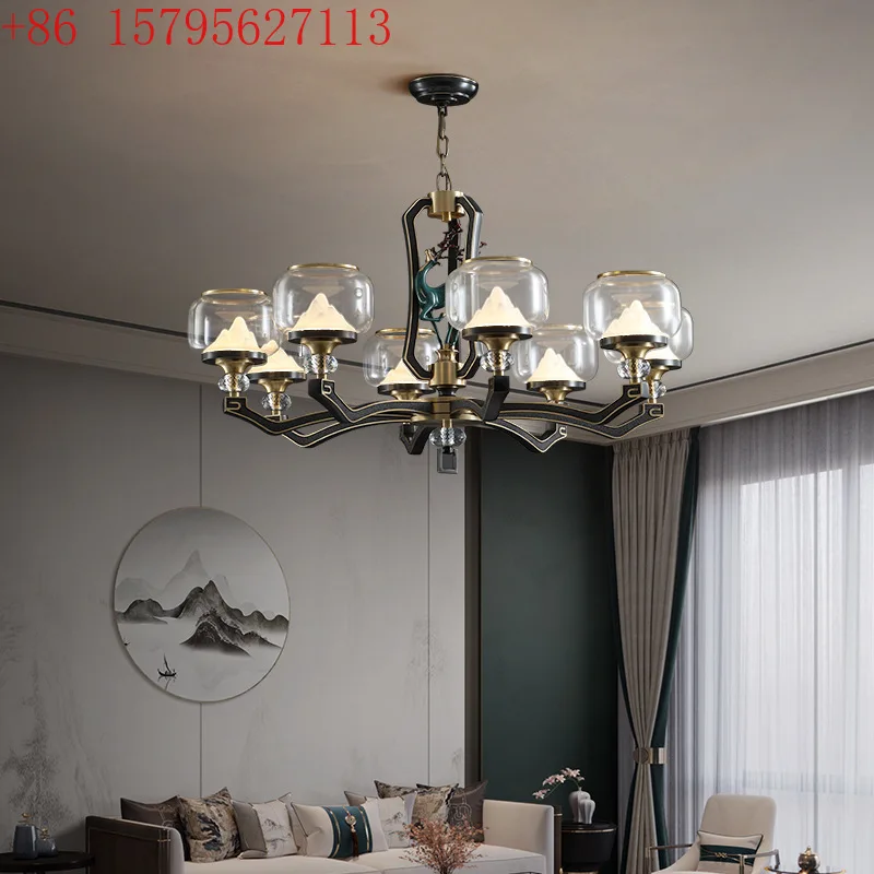 New Chinese living room chandelier, atmospheric modern Chinese villa duplex all-copper lamps
New Chinese living room chandelier, atmospheric modern Chinese villa duplex all-copper lamps