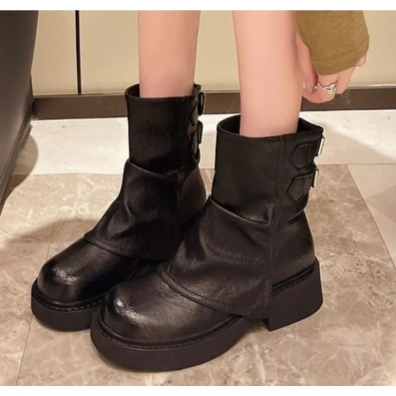 Autumn Vintage Thick Bottom Woman Knight Boot Fashion Belt Buckle Ladies Concise Slip On Short Booties
Autumn Vintage Thick Bottom Woman Knight Boot Fashion Belt Buckle Ladies Concise Slip On Short Booties