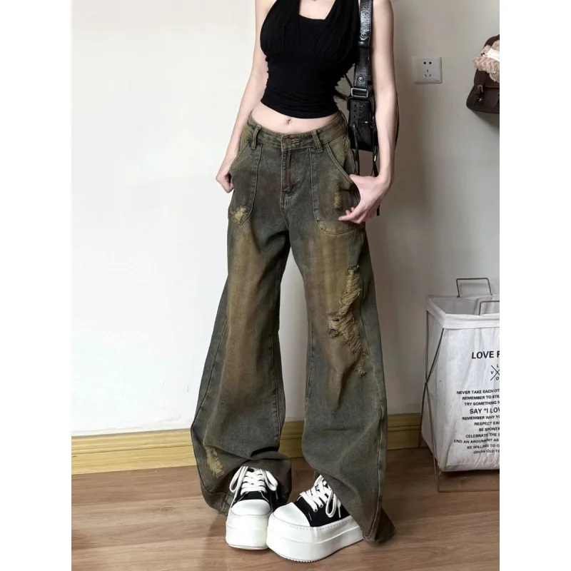 American Retro Old Hole Straight Jeans Women's High Waist Loose Slim Wide-leg Pants Casual Pants
American Retro Old Hole Straight Jeans Women's High Waist Loose Slim Wide-leg Pants Casual Pants