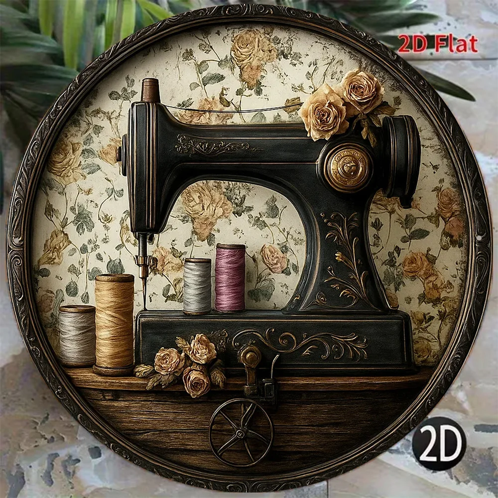 Vintage Sewing Machine Rose Floral Metal Wall Art, 8x8in Round Sign for Laundry Craft Room Decor
Vintage Sewing Machine Rose Floral Metal Wall Art, 8x8in Round Sign for Laundry Craft Room Decor