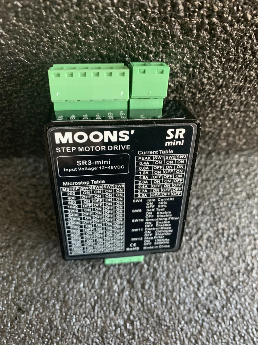 MOONS' MOONS' stepper driver SR3-mini voltage 12-48VDC current 0.4-3.0A pulse control
MOONS' MOONS' stepper driver SR3-mini voltage 12-48VDC current 0.4-3.0A pulse control