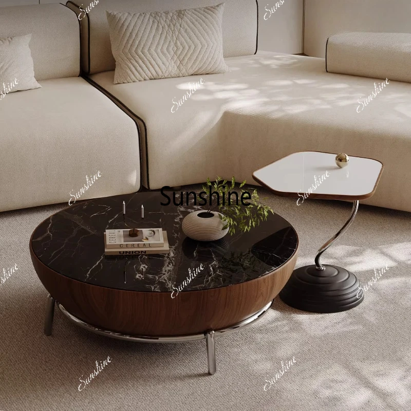 Italian minimalist marble coffee table combination round rock slab living room household coffee table
Italian minimalist marble coffee table combination round rock slab living room household coffee table
