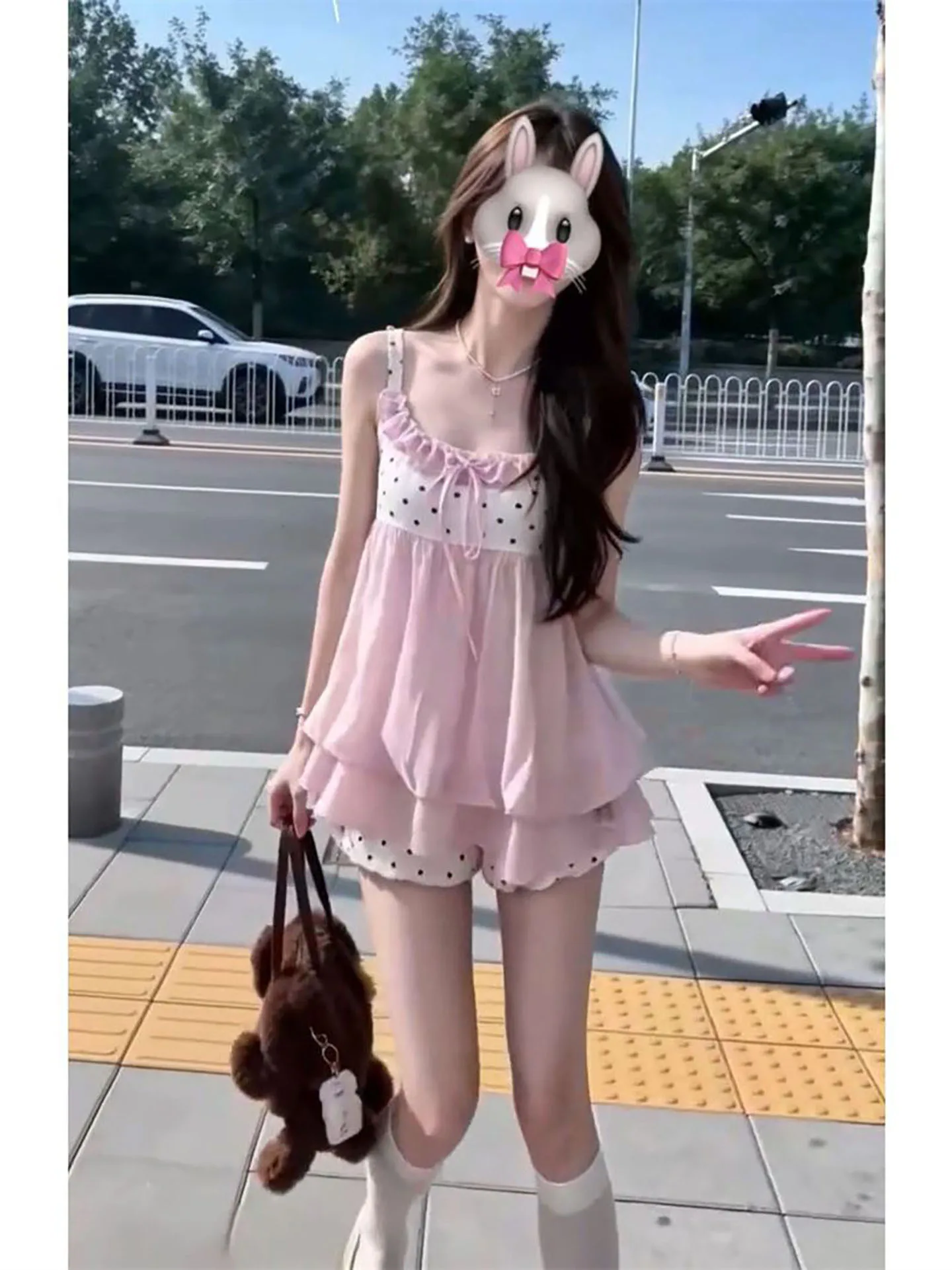 Pink Polka Dot Bunches Strap Vest And Skirt Set Sweet Girl Fashion Small Size Summer Outfit Casual Wear Standard Fit Short Sl...
Pink Polka Dot Bunches Strap Vest And Skirt Set Sweet Girl Fashion Small Size Summer Outfit Casual Wear Standard Fit Short Sl...