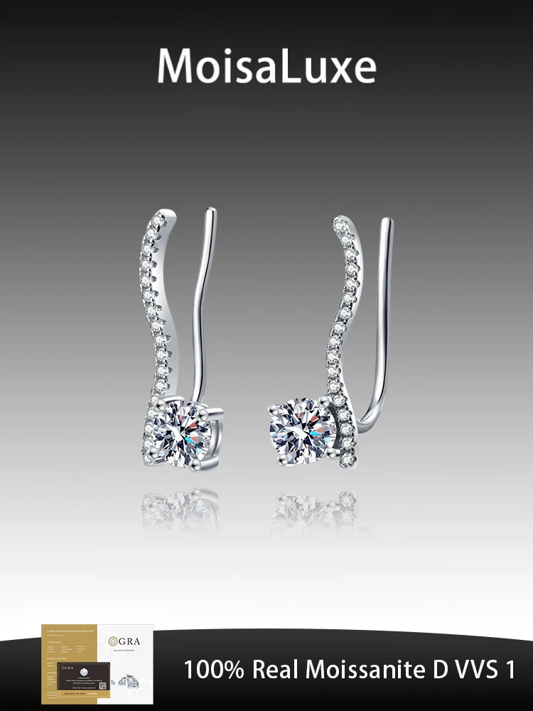 MoisaLuxe Official Store GRA Moissanite Plata Sterling 925 Sterling Sterling Silver Women's Line Earrings Simple Atmospher
MoisaLuxe Official Store GRA Moissanite Plata Sterling 925 Sterling Sterling Silver Women's Line Earrings Simple Atmospher