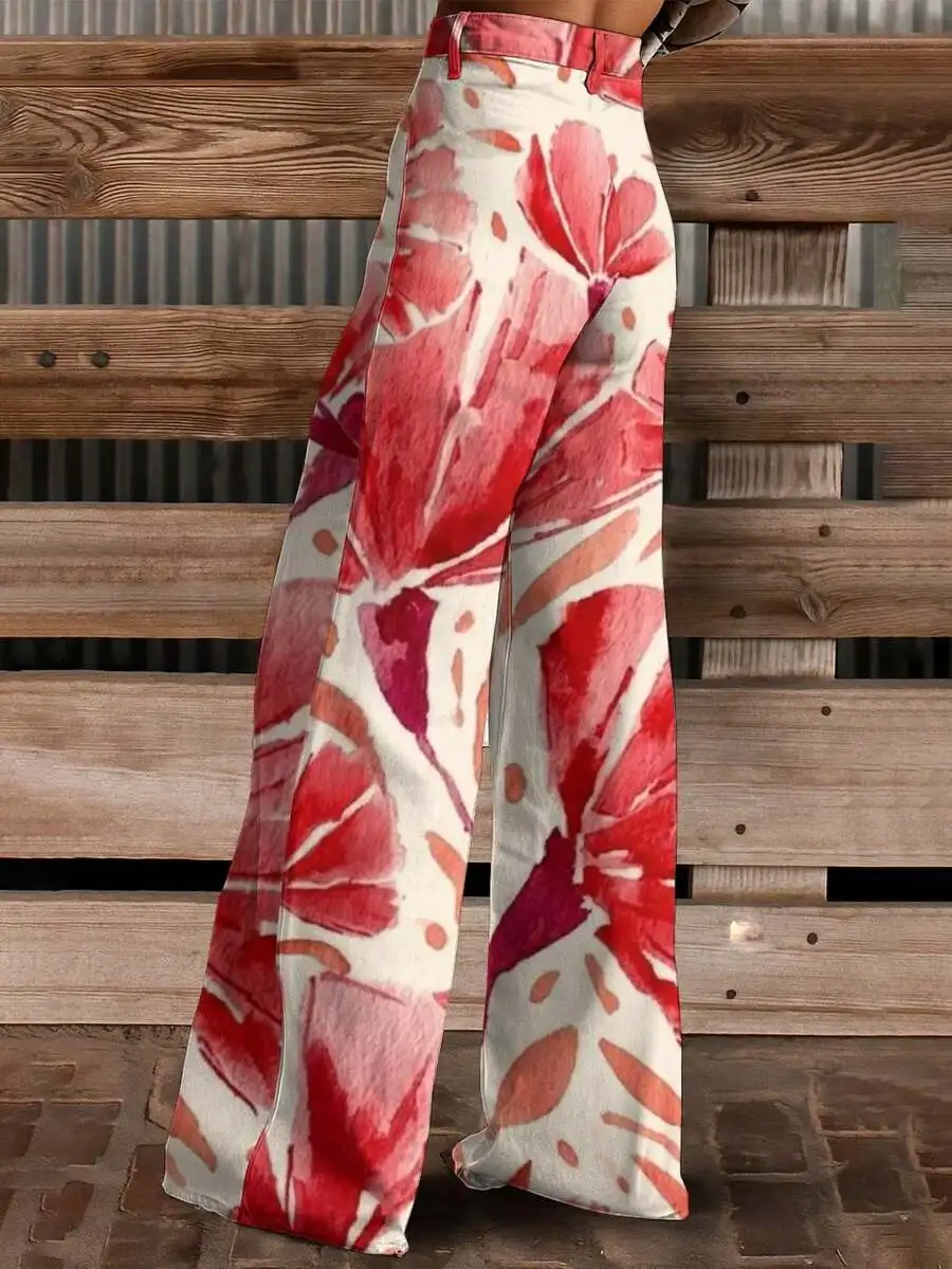 Womens Floral Print Wide Leg Jeans Summer Casual Loose Fit Red Watercolor Pattern
Womens Floral Print Wide Leg Jeans Summer Casual Loose Fit Red Watercolor Pattern