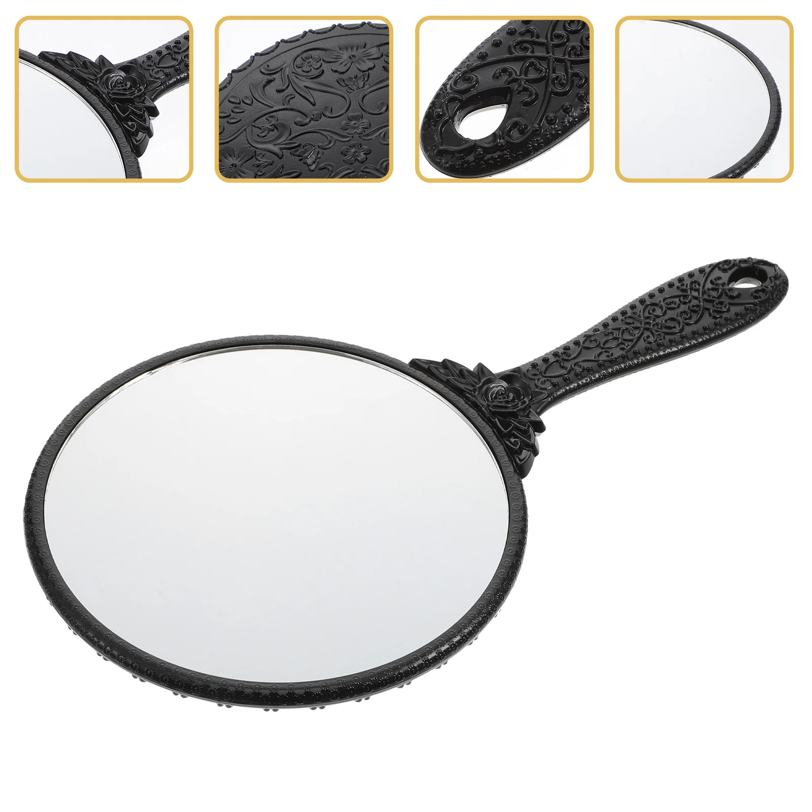 Mirror with Handle Vanity Black Vintage Handheld Lights Make up Makeup Tool Practical Travel
Mirror with Handle Vanity Black Vintage Handheld Lights Make up Makeup Tool Practical Travel