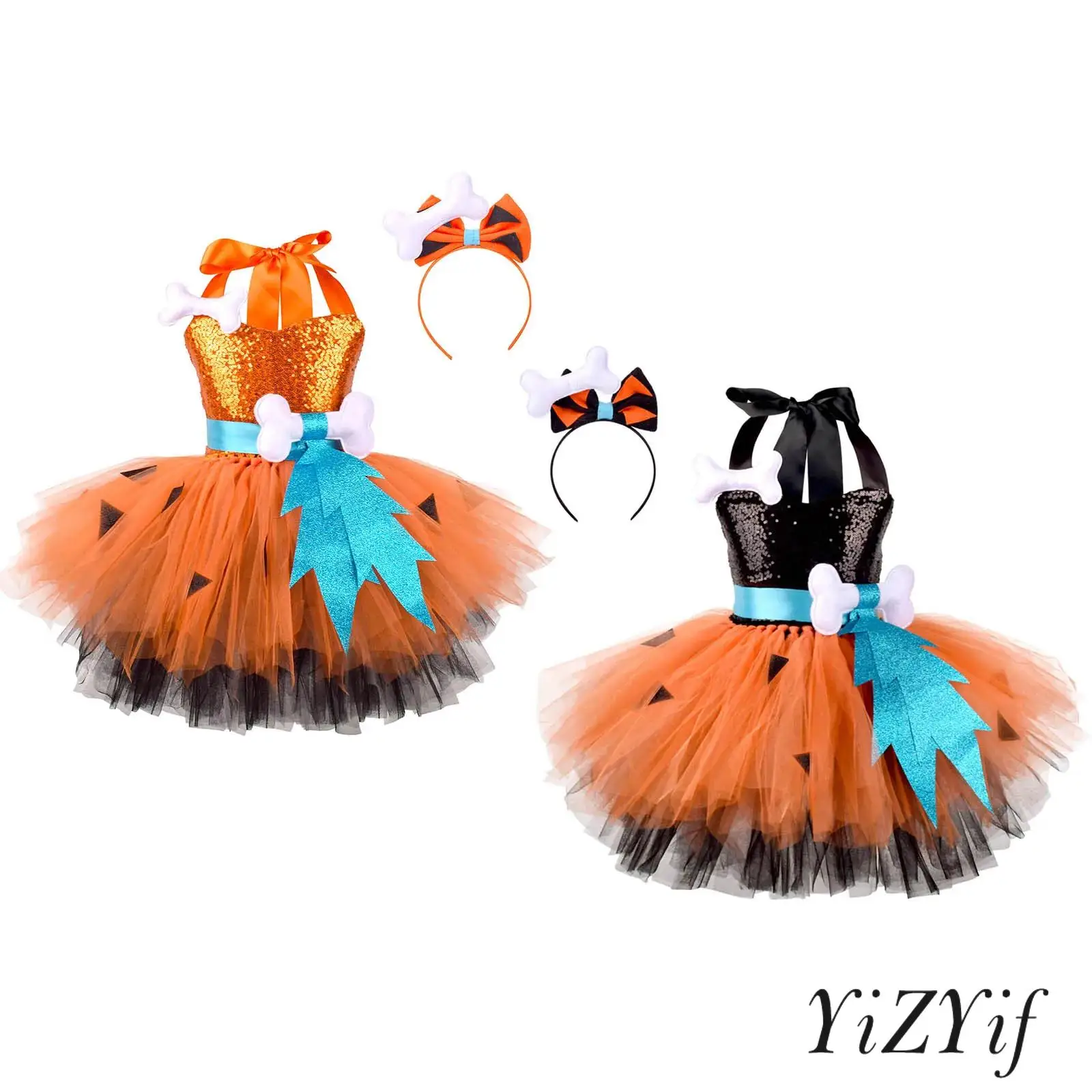 Girls Fancy Cavegirl Costume Sequins Dress+Halter Neck 3D Bone Puffy Skirt+Headwear Set for Halloween Carnival Cosplay Party
Girls Fancy Cavegirl Costume Sequins Dress+Halter Neck 3D Bone Puffy Skirt+Headwear Set for Halloween Carnival Cosplay Party