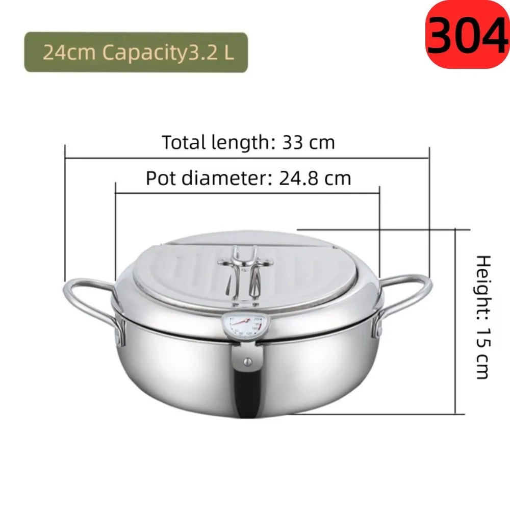 Thickened Japanese Deep Fryer Pot Stainless Steel with Lid Tempura Fryer Pan Thermometer Oil Saving Deep Frying Pan Kitchen
Thickened Japanese Deep Fryer Pot Stainless Steel with Lid Tempura Fryer Pan Thermometer Oil Saving Deep Frying Pan Kitchen