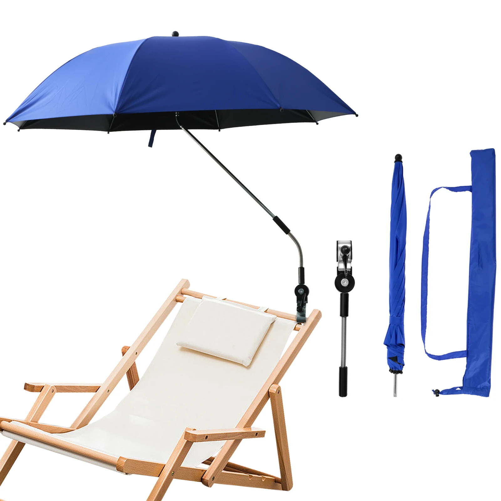 360° Adjustable Shade Umbrella with Universal Clamp Outdoor Beach Camping Chair Wheelchair Courtyard Shade Umbrella
360° Adjustable Shade Umbrella with Universal Clamp Outdoor Beach Camping Chair Wheelchair Courtyard Shade Umbrella