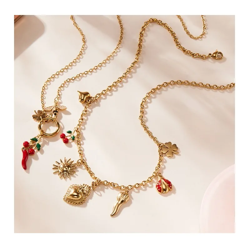 Seattle's New Zircon-encrusted Bee Dripping Oil Pepper Collarbone Chain Multi-accessory Stainless Steel Necklace Combination
Seattle's New Zircon-encrusted Bee Dripping Oil Pepper Collarbone Chain Multi-accessory Stainless Steel Necklace Combination