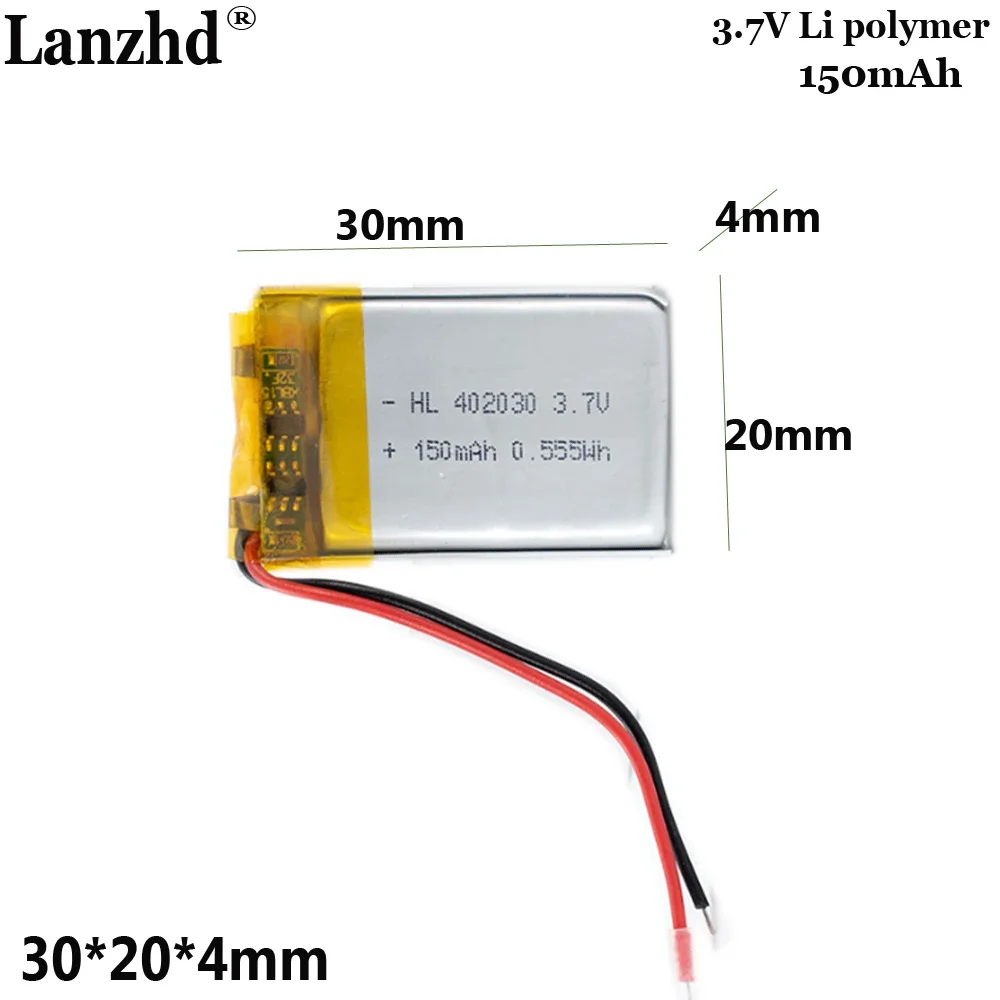 3.7v polymer battery 150mah For dash CAM Bluetooth headphones beauty device Bluetooth speaker sports bracelet 402030
3.7v polymer battery 150mah For dash CAM Bluetooth headphones beauty device Bluetooth speaker sports bracelet 402030