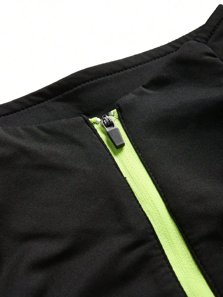 Mens Solid Color Spliced Front Zip Long Sleeve Sports Compression Top
Mens Solid Color Spliced Front Zip Long Sleeve Sports Compression Top