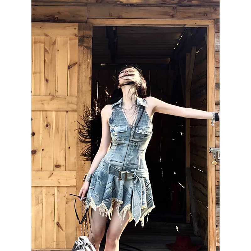 MEXZT Y2K джинсовое мини-платье женское винтажное готическое сексуальное нерегулярное джинсовое платье с лямкой на шее летнее Gyaru гранж корейское облегающее платье Vestidos
MEXZT Y2K джинсовое мини-платье женское винтажное готическое сексуальное нерегулярное джинсовое платье с лямкой на шее летнее Gyaru гранж корейское облегающее платье Vestidos