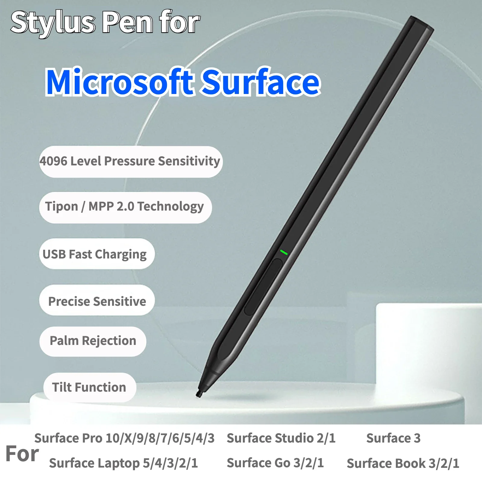For Microsoft Surface Stylus Pen USB-C Fast Charging Palm Rejection Works with Pro 10/X/9/8/7/6/5/4 Surface 3 Go 3/2 Laptop
For Microsoft Surface Stylus Pen USB-C Fast Charging Palm Rejection Works with Pro 10/X/9/8/7/6/5/4 Surface 3 Go 3/2 Laptop