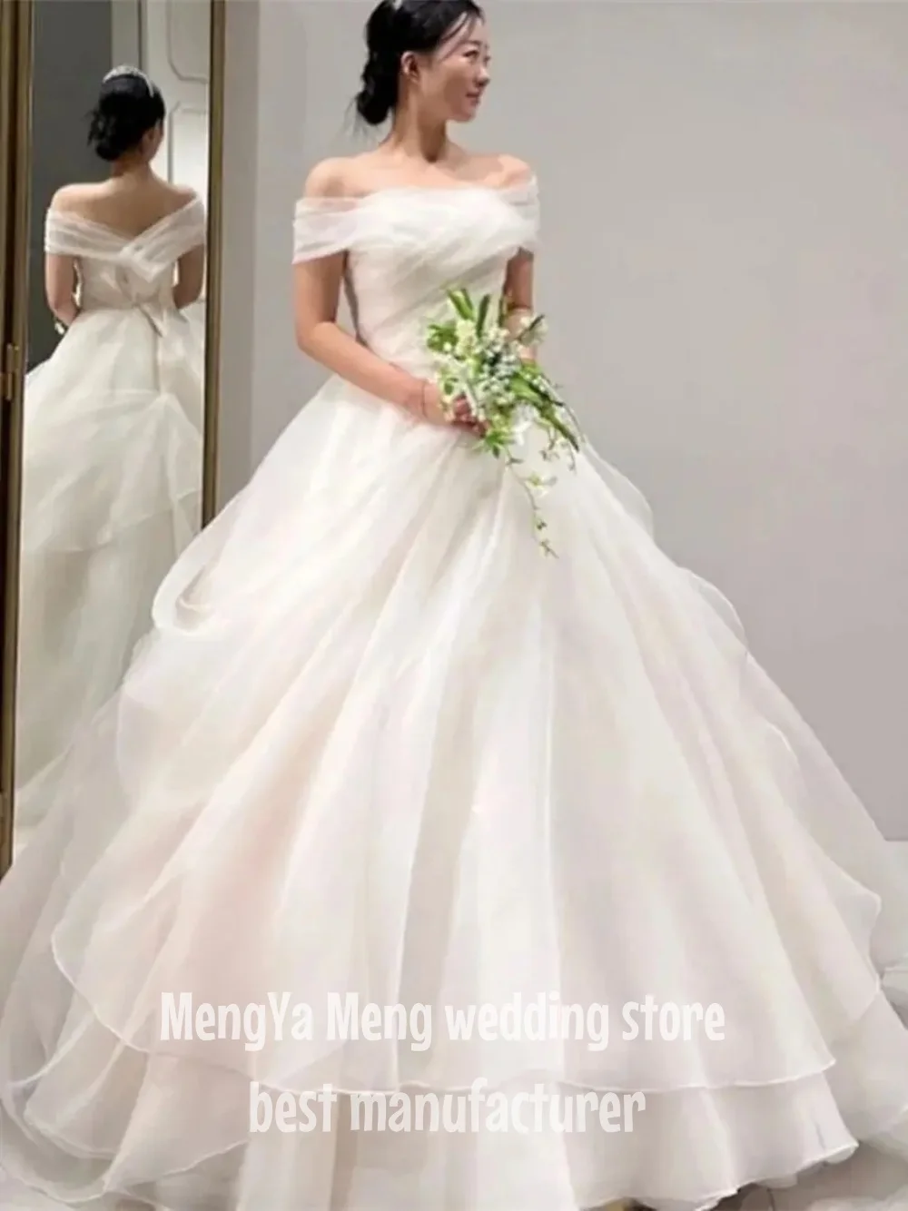 ZHUISHU Off Shoulder Organza Wedding Dress A Line Korea Photo Shoot Bridal Gown White Tiered Short Sleeve Bride Dress Customized
ZHUISHU Off Shoulder Organza Wedding Dress A Line Korea Photo Shoot Bridal Gown White Tiered Short Sleeve Bride Dress Customized