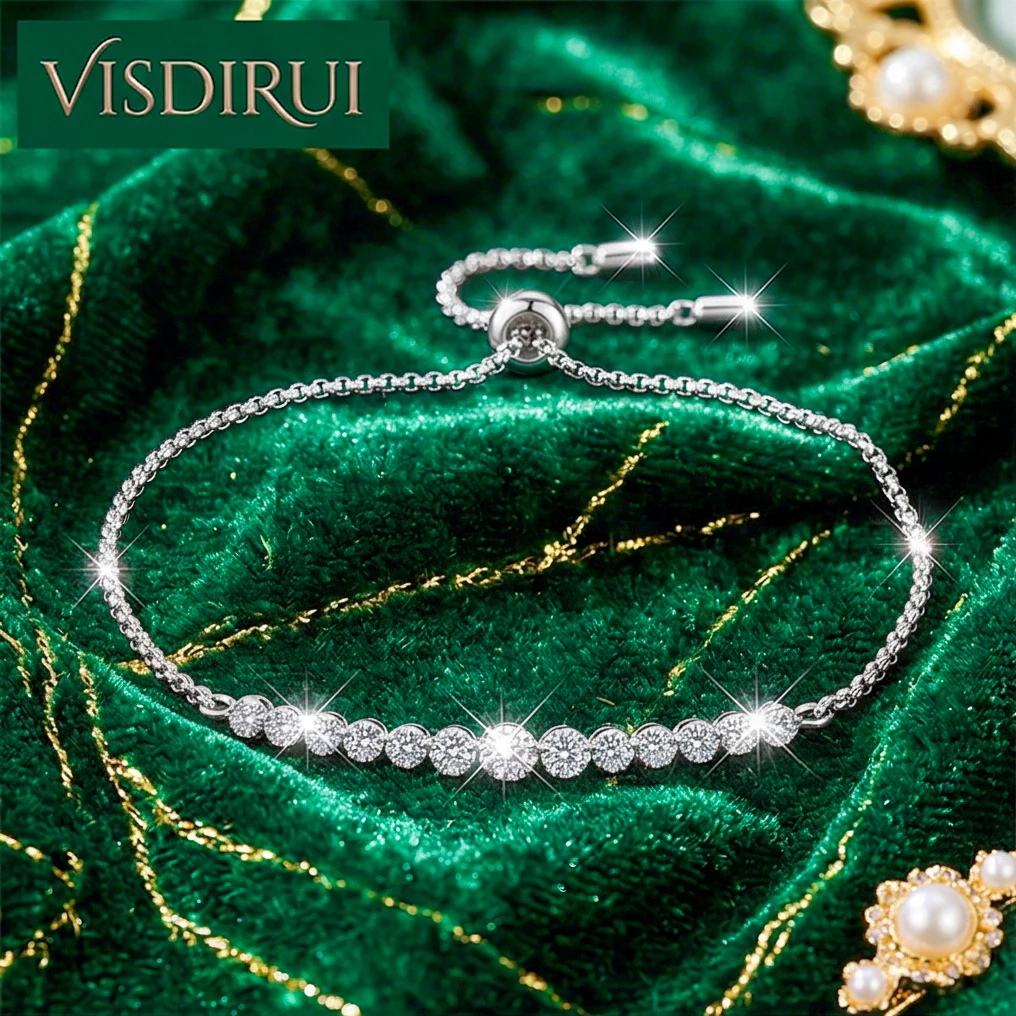 VISDIRUI 0.24ct D Color Moissanite Tennis Bracelet S925 Sterling Silver Adjustable Length Champagne Finish Party Jewelry Gift
VISDIRUI 0.24ct D Color Moissanite Tennis Bracelet S925 Sterling Silver Adjustable Length Champagne Finish Party Jewelry Gift