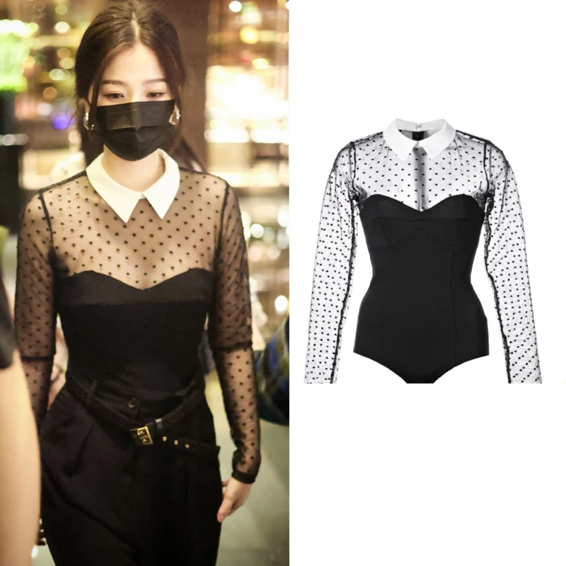 EXJR Spring Autumn Polka Dot Doll Collar Slim Fit Long Sleeve Mesh Base Shirt Casual Pants Women's Fashion Casual Wear
EXJR Spring Autumn Polka Dot Doll Collar Slim Fit Long Sleeve Mesh Base Shirt Casual Pants Women's Fashion Casual Wear