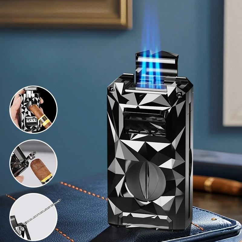 Hot Outdoor Metal Cigar V-shaped Scissor Lighter Five in One Portable with Driller Needle Windproof Lighter Men's Gift
Hot Outdoor Metal Cigar V-shaped Scissor Lighter Five in One Portable with Driller Needle Windproof Lighter Men's Gift