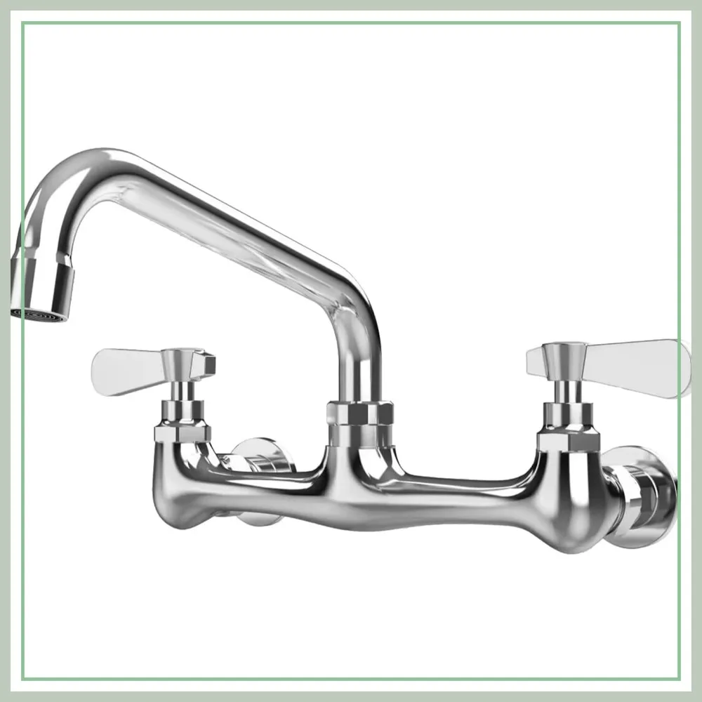 Wall Mount Kitchen Faucet, 8" Swivel Spout, 2-Handle Chrome Mixer Tap for Commercial Sink, Laundry Utility
Wall Mount Kitchen Faucet, 8" Swivel Spout, 2-Handle Chrome Mixer Tap for Commercial Sink, Laundry Utility