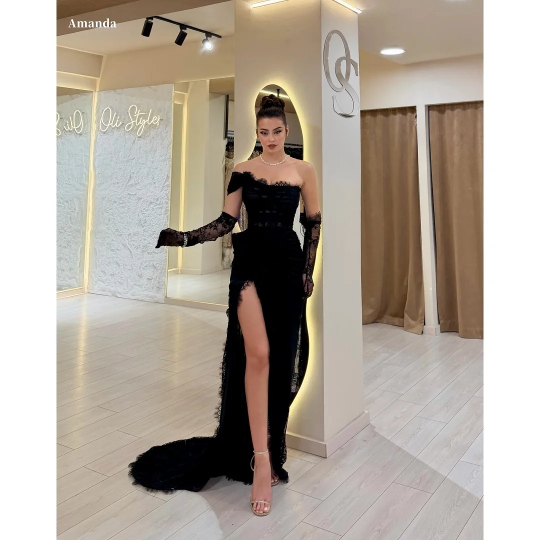 Индивидуальное черное вечернее платье без бретелек от Amanda, кружевное, с высоким разрезом и шлейфом, фасон «русалка», для выпускного вечера, 2026
Индивидуальное черное вечернее платье без бретелек от Amanda, кружевное, с высоким разрезом и шлейфом, фасон «русалка», для выпускного вечера, 2026