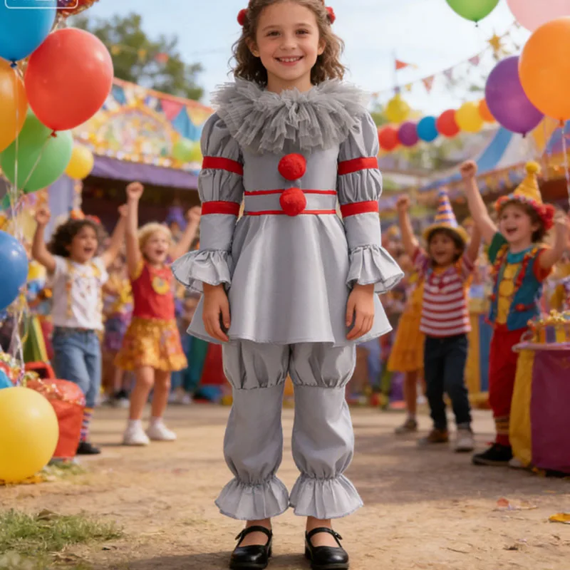 Карнавальные костюмы Джокера для девочек, серый топ с длинными рукавами + брюки, комплекты из 2 предметов для детей, костюм страшного клоуна из фильма, костюм убийцы
Карнавальные костюмы Джокера для девочек, серый топ с длинными рукавами + брюки, комплекты из 2 предметов для детей, костюм страшного клоуна из фильма, костюм убийцы