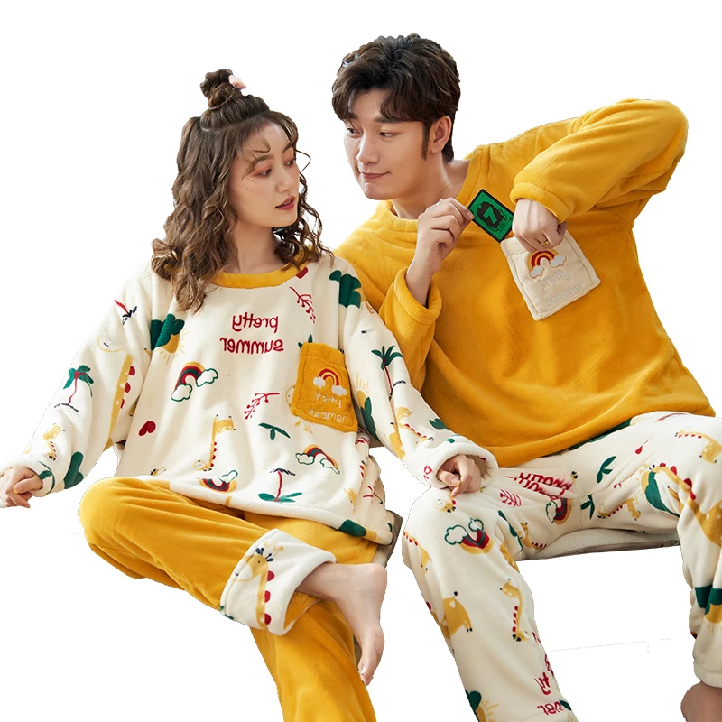 Winter Couple Pajamas Set Women and Men Flannel Long Sleeve Home Suit Sleepwear Thicken Pyjamas Sets Sweet Sleepwear
Winter Couple Pajamas Set Women and Men Flannel Long Sleeve Home Suit Sleepwear Thicken Pyjamas Sets Sweet Sleepwear