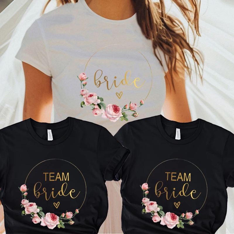 Women's Bachelorette Hen Party Tops Team Future Bride Bridesmaid T-Shirt Wreath Short Sleeved Tees Girls Single Farewell Tshirt
Women's Bachelorette Hen Party Tops Team Future Bride Bridesmaid T-Shirt Wreath Short Sleeved Tees Girls Single Farewell Tshirt