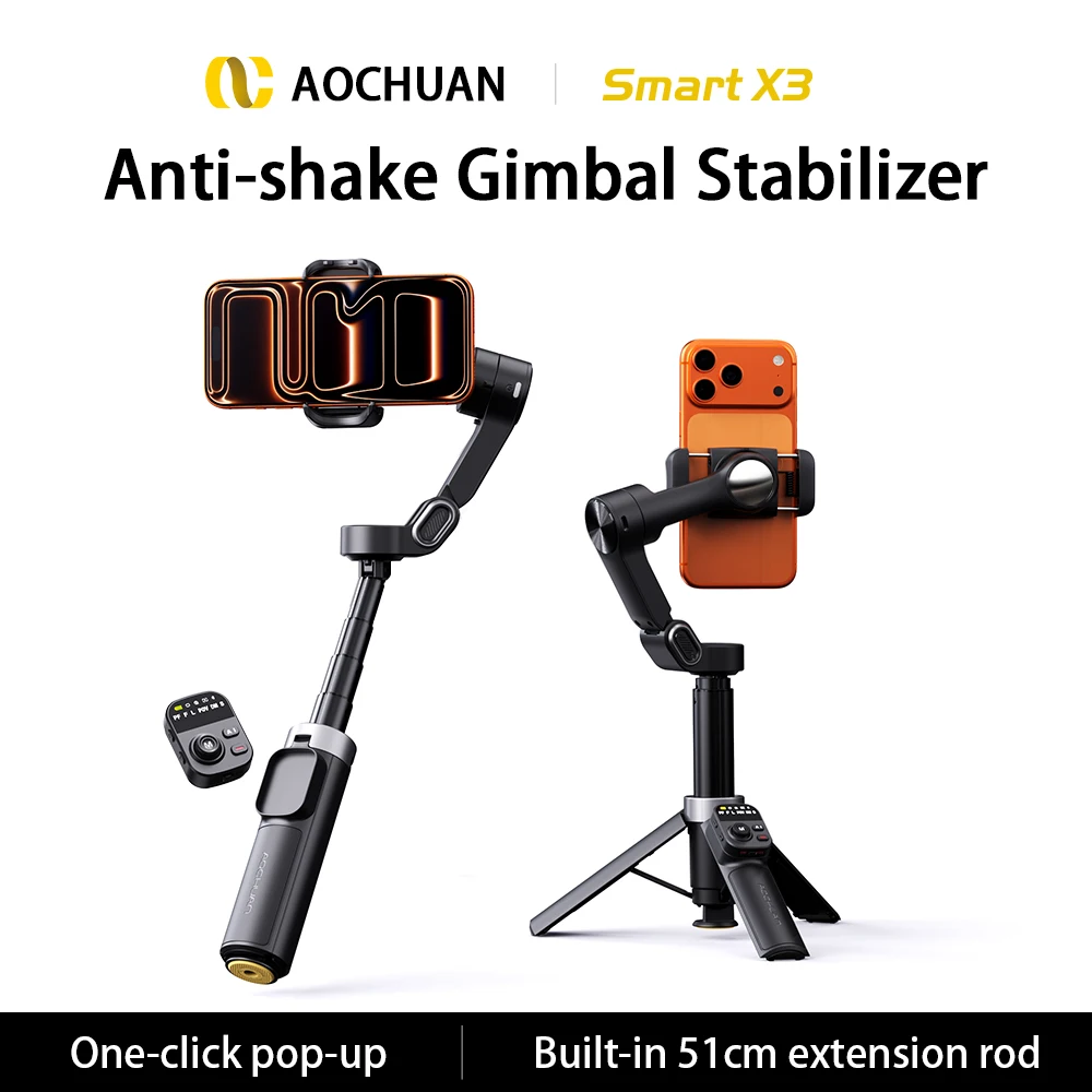 2025 New AOCHUAN Gimbal Stabilizer Bounce Type Smart X3 Built-in 51CM Extension Rod With Detachable Remote For Vlog Shooting
2025 New AOCHUAN Gimbal Stabilizer Bounce Type Smart X3 Built-in 51CM Extension Rod With Detachable Remote For Vlog Shooting