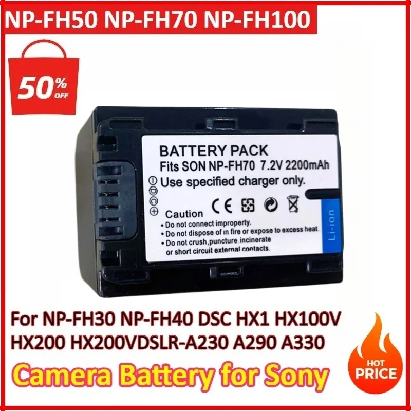 New Camera Battery for Sony NP-FH30 NP-FH40 NP-FH50 NP-FH70 NP-FH100 and DSC-HX1 HX100V HX200 HX200V DSLR-A230 A290 A330
New Camera Battery for Sony NP-FH30 NP-FH40 NP-FH50 NP-FH70 NP-FH100 and DSC-HX1 HX100V HX200 HX200V DSLR-A230 A290 A330