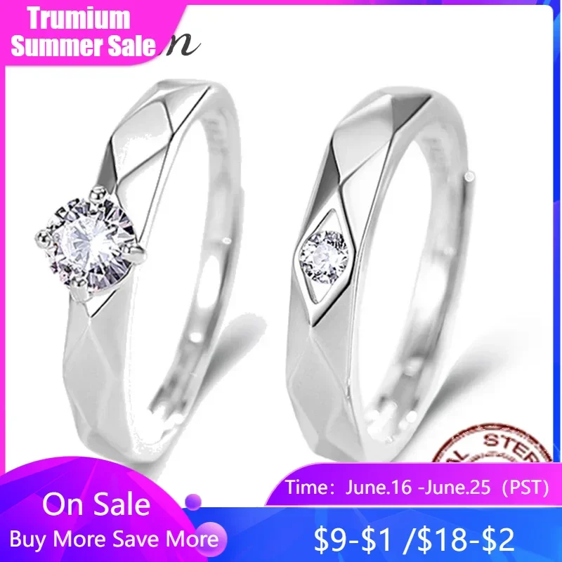 Trumium 100% Pure 925 Sterling Silver Rings For Women Men Romantic Wedding Fine Jewelry Adjustable Diamond Couple Rings Lover
Trumium 100% Pure 925 Sterling Silver Rings For Women Men Romantic Wedding Fine Jewelry Adjustable Diamond Couple Rings Lover