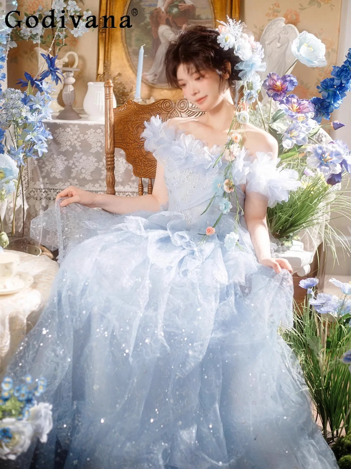 2025 New French Lolita Shoulder Blue Evening Dress Bar Mitzvah Birthday Banquet Sweet Girl Princess Dress
2025 New French Lolita Shoulder Blue Evening Dress Bar Mitzvah Birthday Banquet Sweet Girl Princess Dress