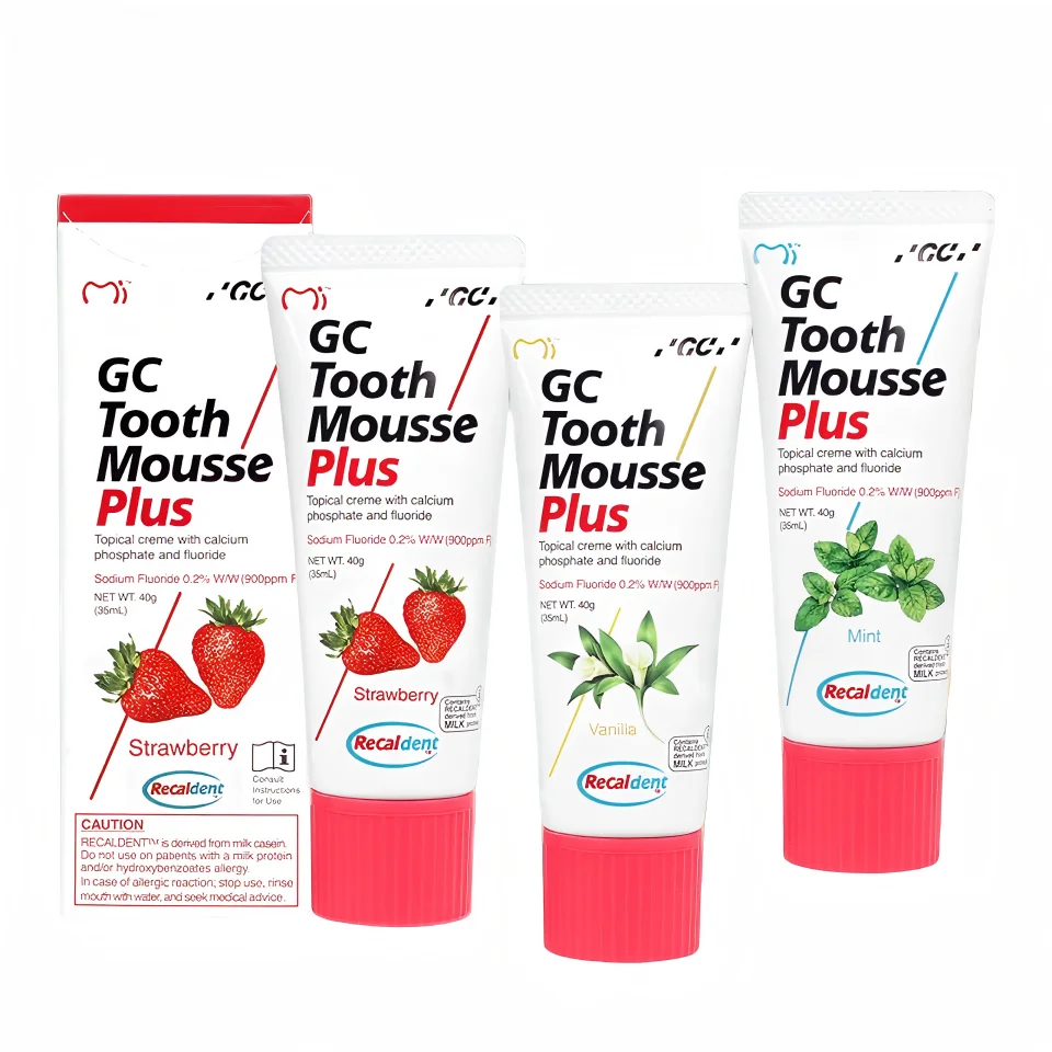 GC Tooth Mousse MI Paste Plus Fluoride 40г Профессиональный крем для реминерализации и защиты эмали, облегчение чувствительности зубов
GC Tooth Mousse MI Paste Plus Fluoride 40г Профессиональный крем для реминерализации и защиты эмали, облегчение чувствительности зубов