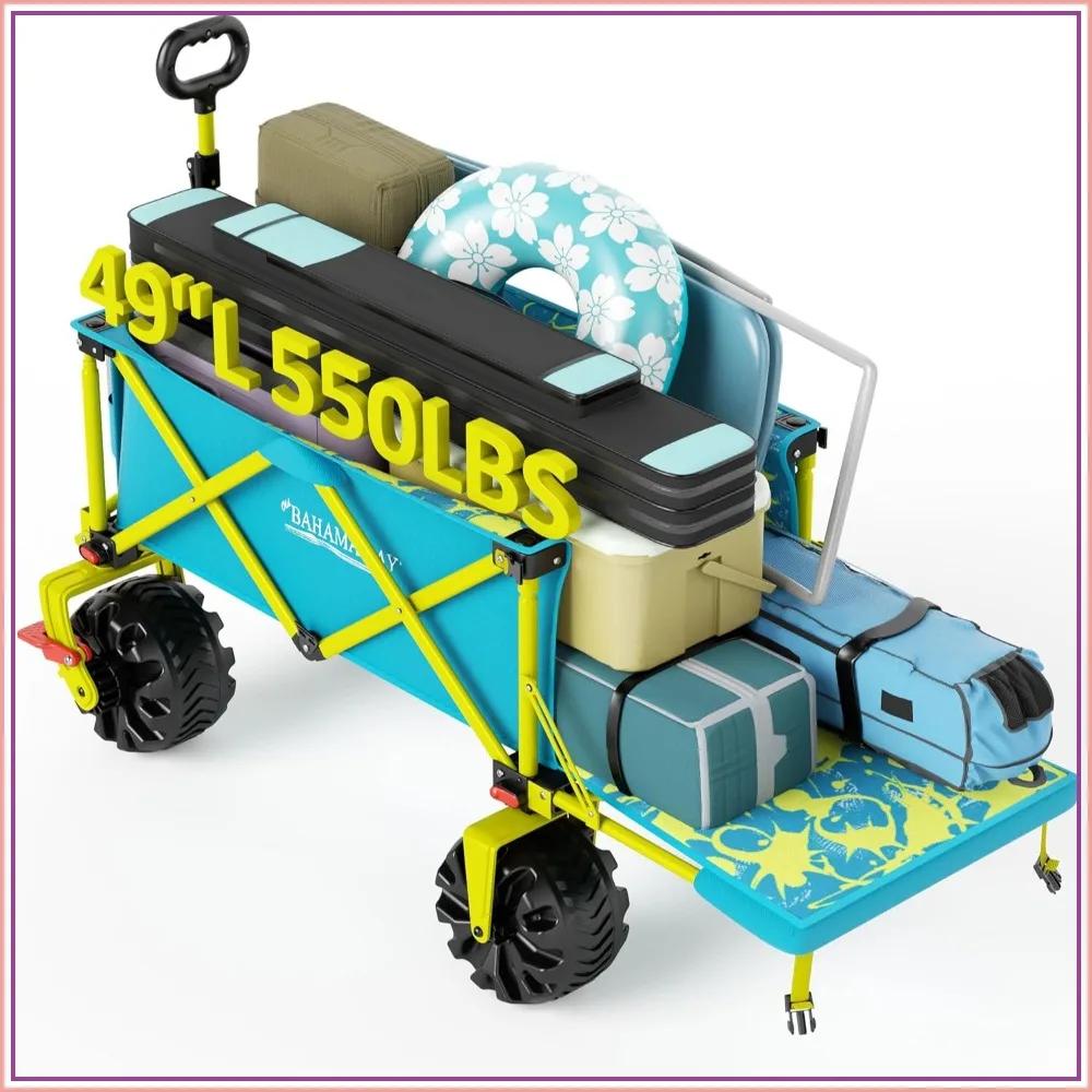 Extra Long 49" Beach Wagon with Big Wheels & Brake, 300lbs Capacity Heavy Duty Folding Utility Cart for Sand, Camping, Garden
Extra Long 49" Beach Wagon with Big Wheels & Brake, 300lbs Capacity Heavy Duty Folding Utility Cart for Sand, Camping, Garden