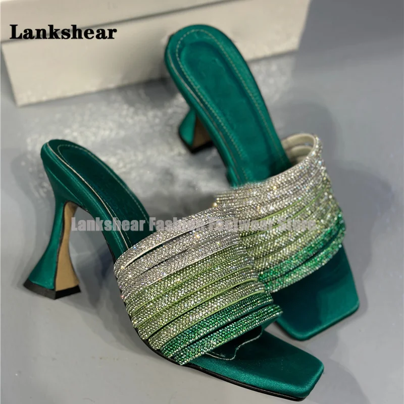 Summer New Colorful Rhinestone Slippers for Women Sexy Stiletto High Heel Peep Toe Plus Size Sandals Slides Mid Heel Mules Shoes
Summer New Colorful Rhinestone Slippers for Women Sexy Stiletto High Heel Peep Toe Plus Size Sandals Slides Mid Heel Mules Shoes