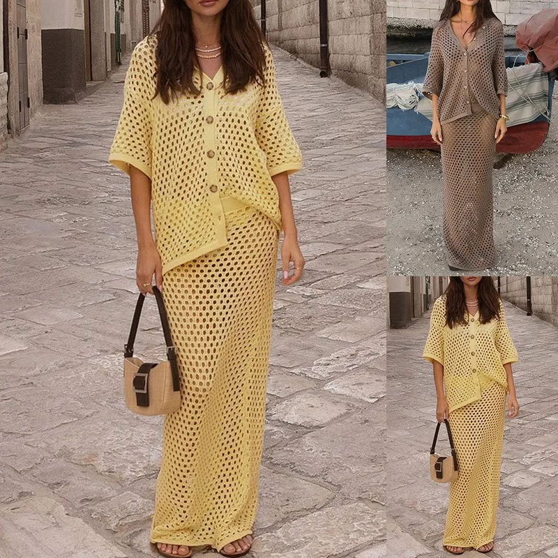 Пляжные юбки, женские повседневные сексуальные открытые однобортные топы с высокой талией, длинная юбка 2025 г., элегантное бикини, комплект из двух предметов
Пляжные юбки, женские повседневные сексуальные открытые однобортные топы с высокой талией, длинная юбка 2025 г., элегантное бикини, комплект из двух предметов