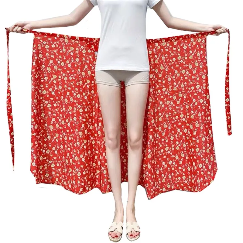 Summer Breathable Floral One-piece Lace-up Half Skirt Women Long Loose Wrap Beach Skirt Female On Vacation
Summer Breathable Floral One-piece Lace-up Half Skirt Women Long Loose Wrap Beach Skirt Female On Vacation