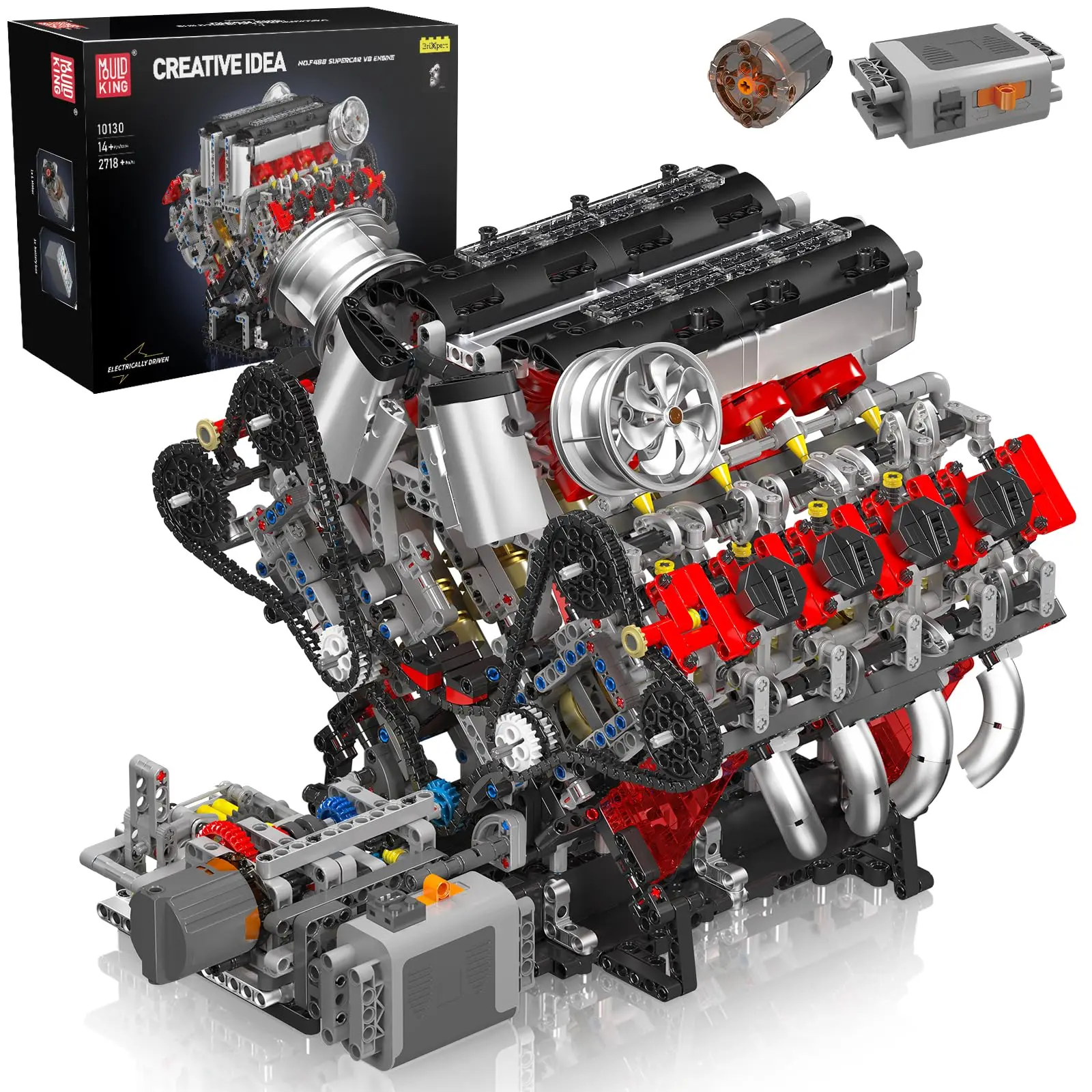 F488 Supercar V8 Engine Building Blocks Kit-2718Pcs Technology 10130 Motorized Model Twin-Turbo 8-Cyl Mechanical Engineering Set
F488 Supercar V8 Engine Building Blocks Kit-2718Pcs Technology 10130 Motorized Model Twin-Turbo 8-Cyl Mechanical Engineering Set