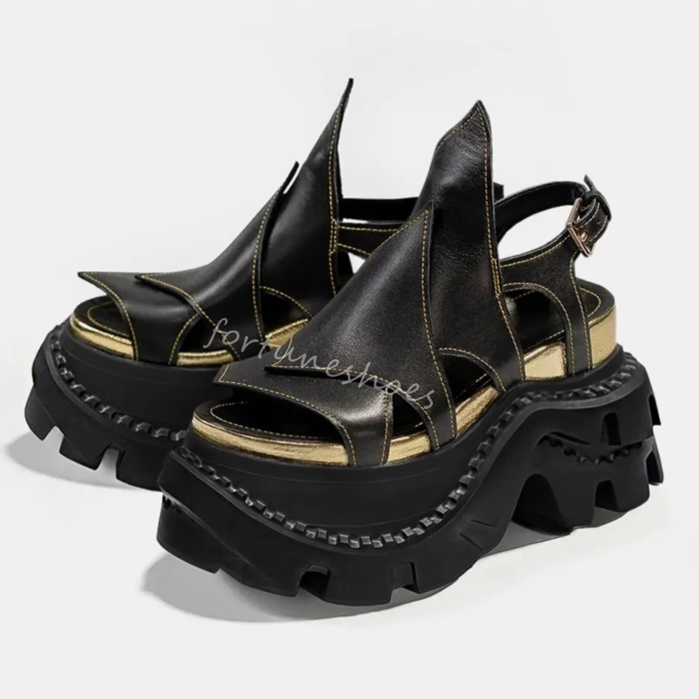 Black Platform Slingback Punk Sandals Women Open Toe Height Increasing Subculture Style Spicy Girl Beach Sandals Summer Trend
Black Platform Slingback Punk Sandals Women Open Toe Height Increasing Subculture Style Spicy Girl Beach Sandals Summer Trend
