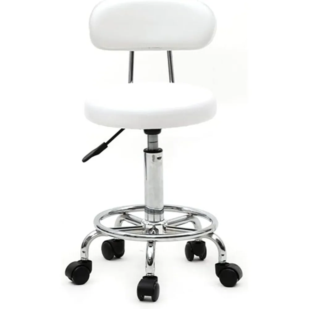 Semi-PU Leather Rolling Stool Adjustable Height with Backrest Round Salon Office Drafting Chair White
Semi-PU Leather Rolling Stool Adjustable Height with Backrest Round Salon Office Drafting Chair White