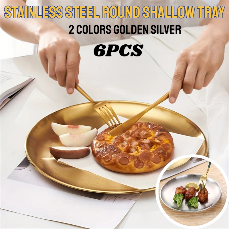 6PC Round Plate Bone Spitting Dish Shallow Tray Stainless Steel Dining Dish BBQ Picnic Camping Fruit Food Container TablewareSet
6PC Round Plate Bone Spitting Dish Shallow Tray Stainless Steel Dining Dish BBQ Picnic Camping Fruit Food Container TablewareSet
