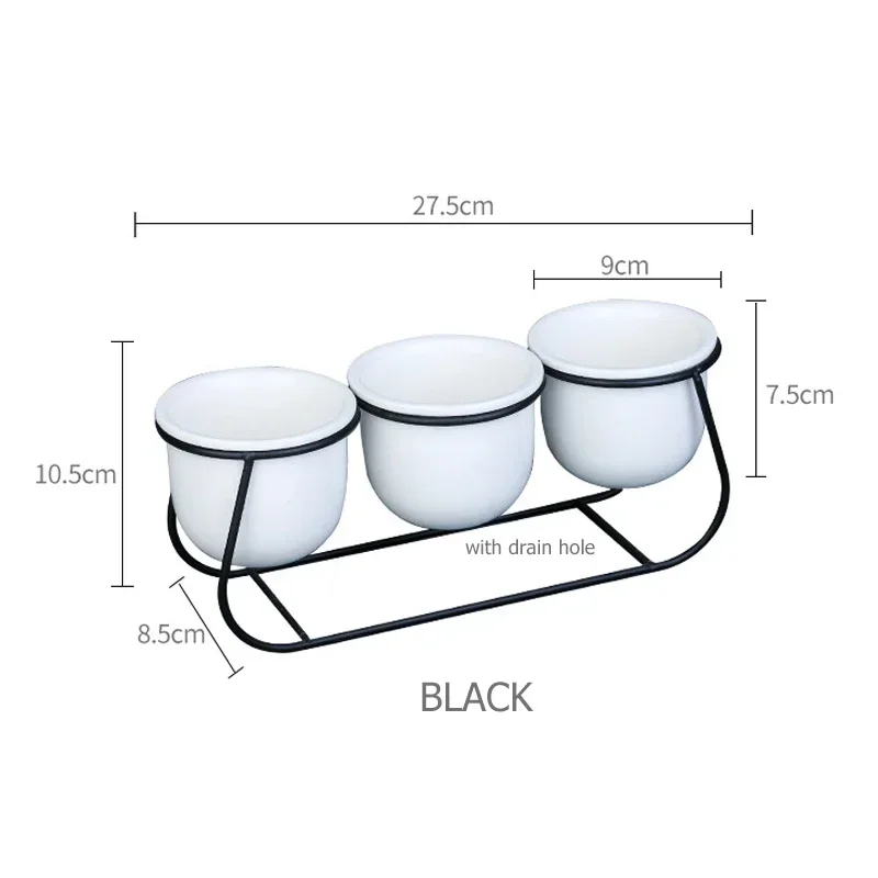 Modern White Ceramic Flower Pots with Golden Black Iron Frame Home Decoration Succulent Plant Pot (3 planters + 1 stand)
Modern White Ceramic Flower Pots with Golden Black Iron Frame Home Decoration Succulent Plant Pot (3 planters + 1 stand)