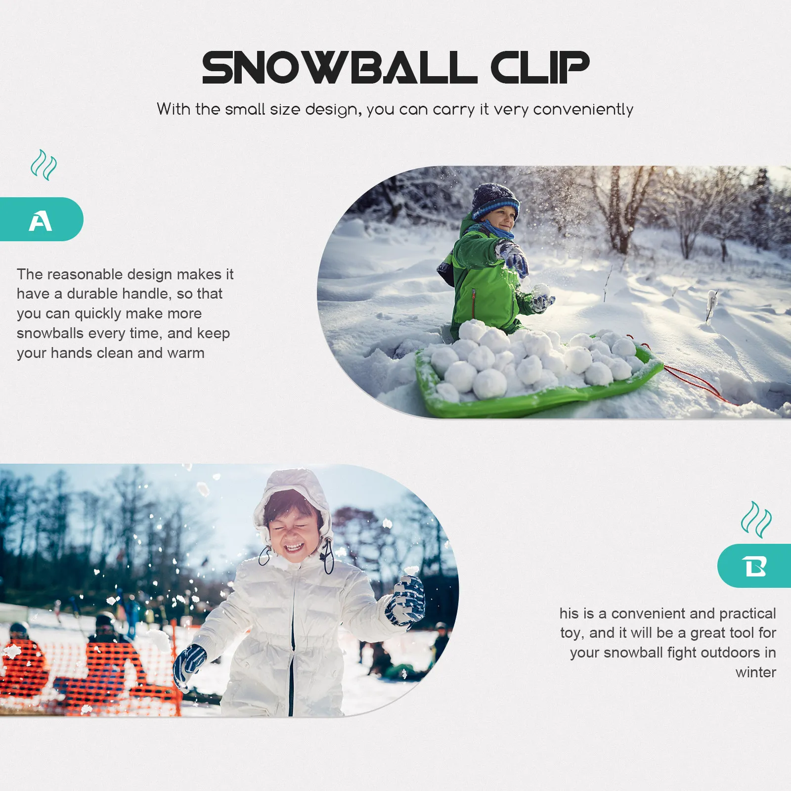 2Pcs Holders Practical Mild Plastic Winter Outdoor Snow Balls Maker Quick Clean Hands Clip Plaything Clips
2Pcs Holders Practical Mild Plastic Winter Outdoor Snow Balls Maker Quick Clean Hands Clip Plaything Clips