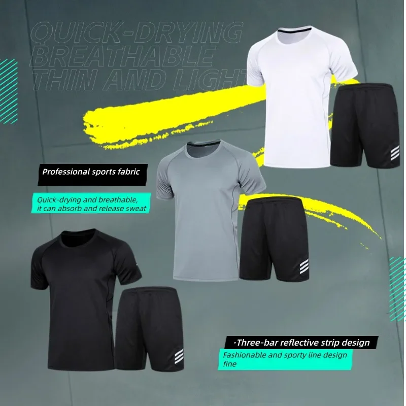 Men's summer running quick-drying suit, short-sleeved ice silk basketball, training and fitness clothing
Men's summer running quick-drying suit, short-sleeved ice silk basketball, training and fitness clothing