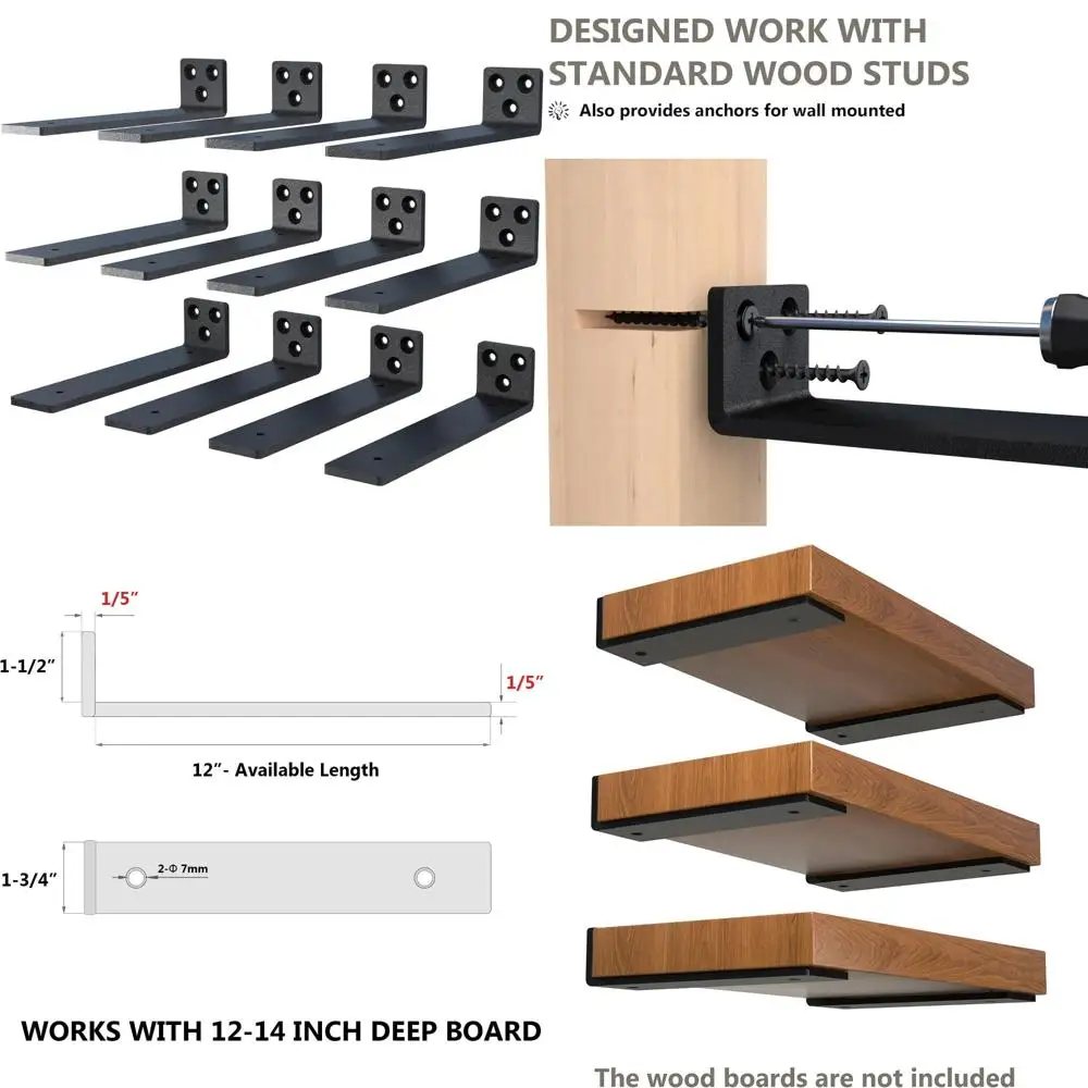 Heavy Duty 12 Inch Floating Shelf Brackets, Concealed Wall Mounts for Mantels and Bookshelves, Black Steel, 12-Pack Long Tail Ke
Heavy Duty 12 Inch Floating Shelf Brackets, Concealed Wall Mounts for Mantels and Bookshelves, Black Steel, 12-Pack Long Tail Ke