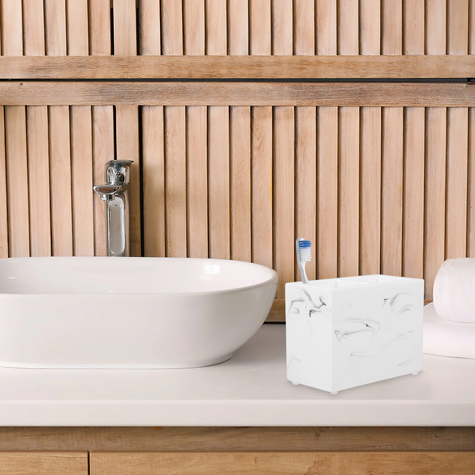 Resin Multi-Functional Toothbrush Holder with Large Capacity Compartments for Bathroom Countertop Organizer Elegant Marble
Resin Multi-Functional Toothbrush Holder with Large Capacity Compartments for Bathroom Countertop Organizer Elegant Marble