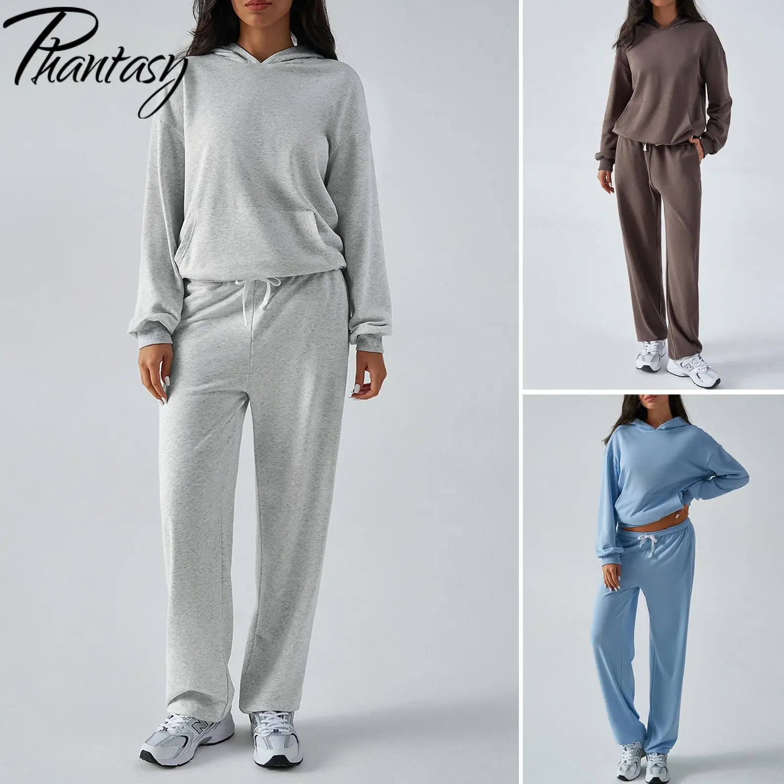 Phantasy Women Two Piece Set Hooded Pullovers Fashion Casual Hoodies Loose Trousers Autumn Winter Suit New Female Clothing
Phantasy Women Two Piece Set Hooded Pullovers Fashion Casual Hoodies Loose Trousers Autumn Winter Suit New Female Clothing