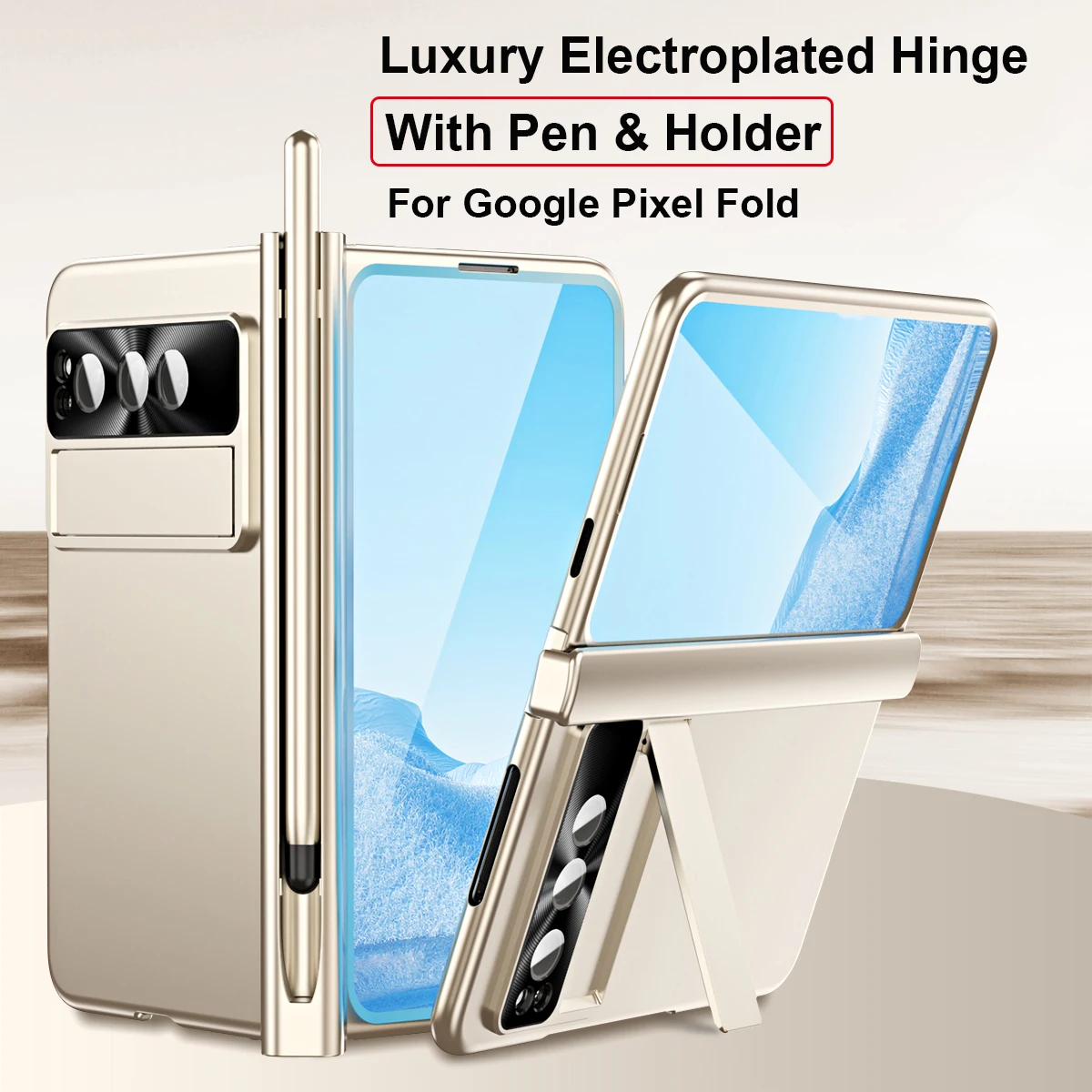 Plating Hinge Case For Google Pixel Fold with Pen Holder 360 Full-Body Glass Screen Protector Camera Magnetic Kickstand Cover
Plating Hinge Case For Google Pixel Fold with Pen Holder 360 Full-Body Glass Screen Protector Camera Magnetic Kickstand Cover