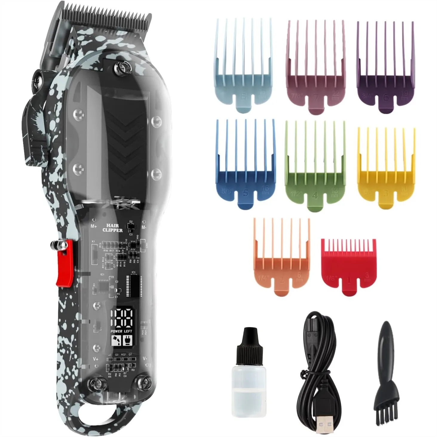 Cordless Hair Clippers for Men, Professional Barber Kit with LED Display, 8 Guide Combs, 300 Min Runtime
Cordless Hair Clippers for Men, Professional Barber Kit with LED Display, 8 Guide Combs, 300 Min Runtime