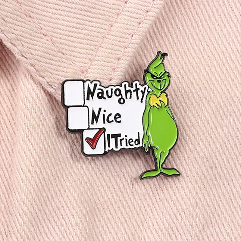 Cartoon Green Monster Enamel Pins Custom Naughty,Nice,Itried Cute Animal Movie Characters Lapel Badges Jewelry Gifts For Kids
Cartoon Green Monster Enamel Pins Custom Naughty,Nice,Itried Cute Animal Movie Characters Lapel Badges Jewelry Gifts For Kids